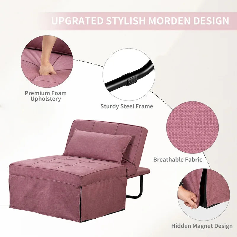 Canapé convertible Lit d'appoint Fauteuil-lit Canapé pliant Pouf Fauteuils inclinables pour le salon