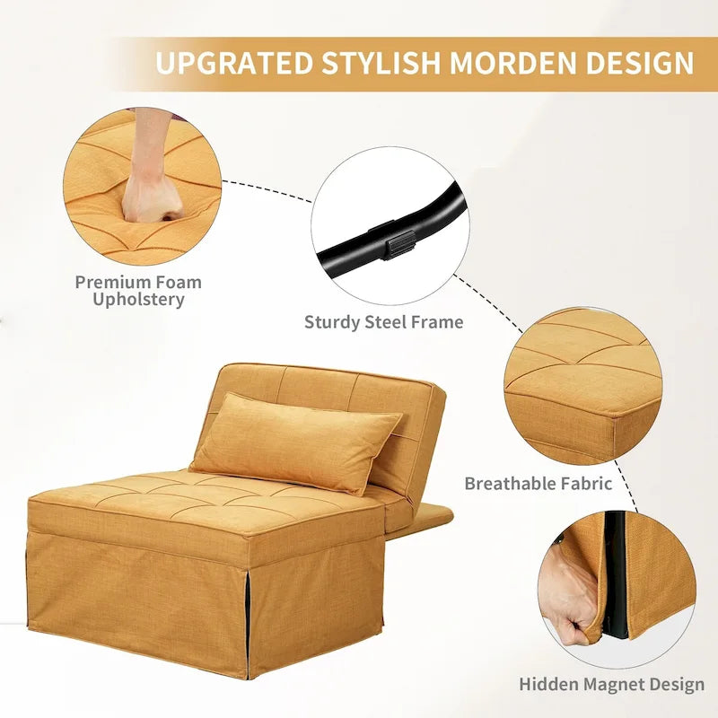 Canapé convertible Lit d'appoint Fauteuil-lit Canapé pliant Pouf Fauteuils inclinables pour le salon