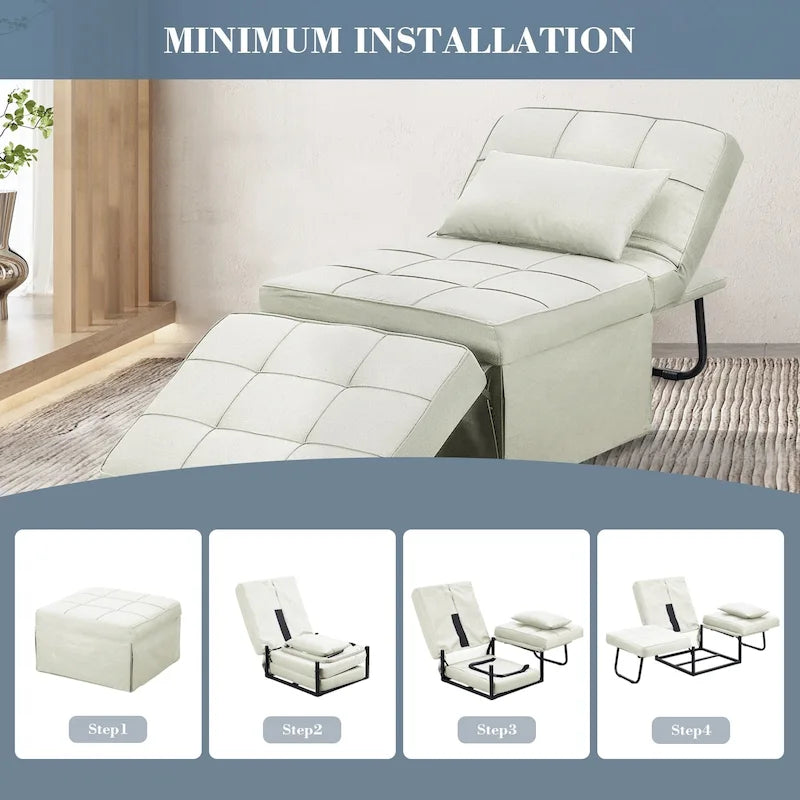 Canapé convertible Lit d'appoint Fauteuil-lit Canapé pliant Pouf Fauteuils inclinables pour le salon