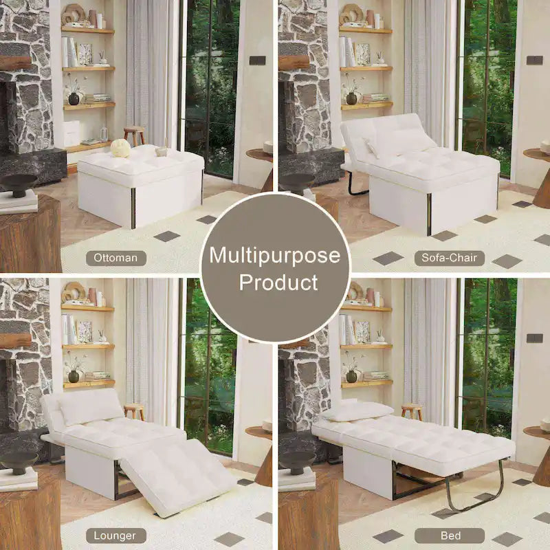 Canapé convertible Lit d'appoint Fauteuil-lit Canapé pliant Pouf Fauteuils inclinables pour le salon