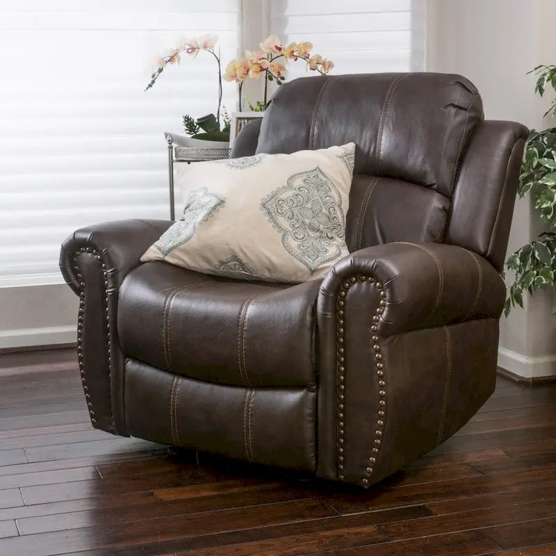 Fauteuil inclinable planeur en cuir reconstitué Charlie par Christopher Knight Home