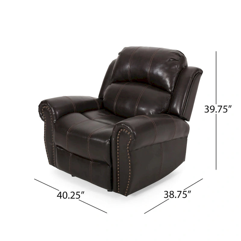 Fauteuil inclinable planeur en cuir reconstitué Charlie par Christopher Knight Home
