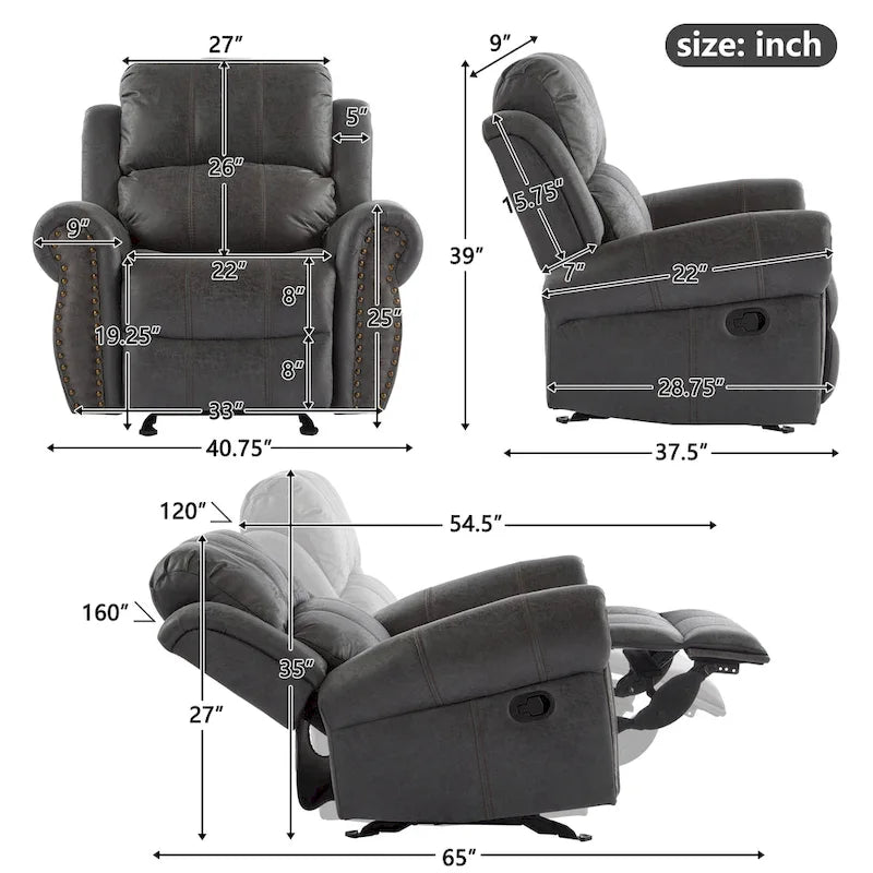 Fauteuil inclinable planeur en cuir reconstitué Charlie par Christopher Knight Home