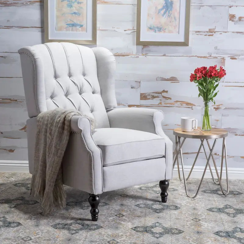 Fauteuil club inclinable Walter en tissu capitonné avec oreilles de Christopher Knight Home