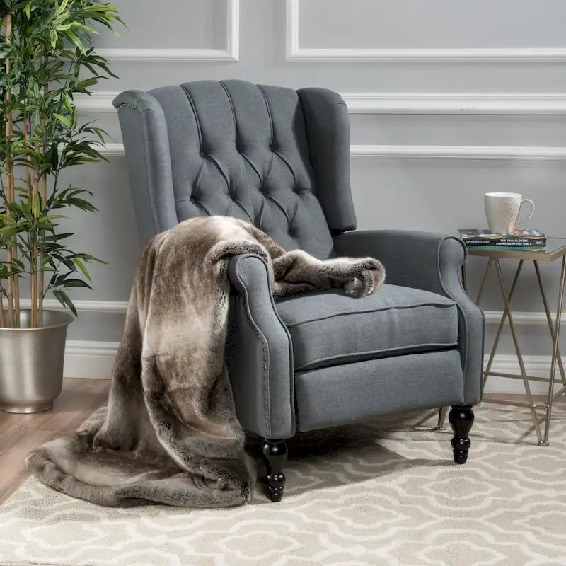 Fauteuil club inclinable Walter en tissu capitonné avec oreilles de Christopher Knight Home