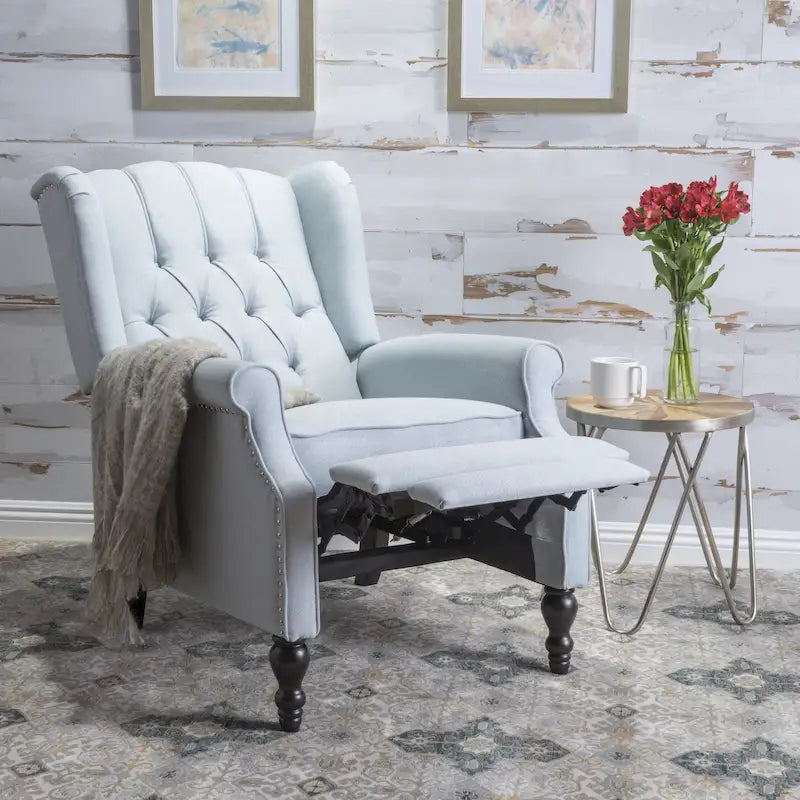 Fauteuil club inclinable Walter en tissu capitonné avec oreilles de Christopher Knight Home