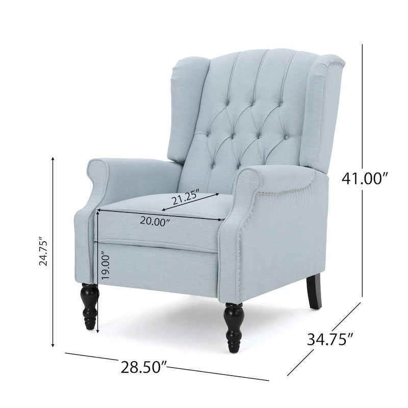 Fauteuil club inclinable Walter en tissu capitonné avec oreilles de Christopher Knight Home
