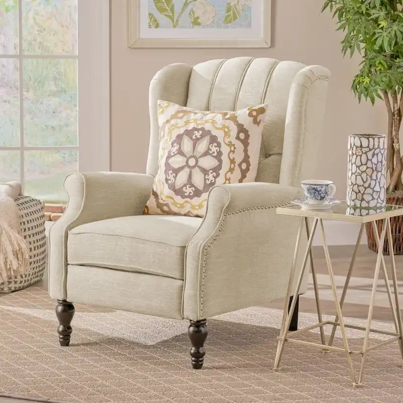 Fauteuil club inclinable Walter en tissu capitonné avec oreilles de Christopher Knight Home