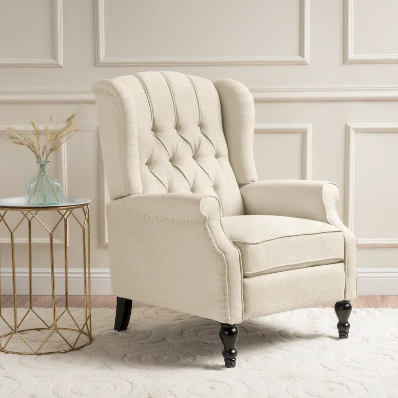 Fauteuil club inclinable Walter en tissu capitonné avec oreilles de Christopher Knight Home