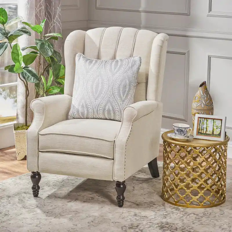 Fauteuil club inclinable Walter en tissu capitonné avec oreilles de Christopher Knight Home
