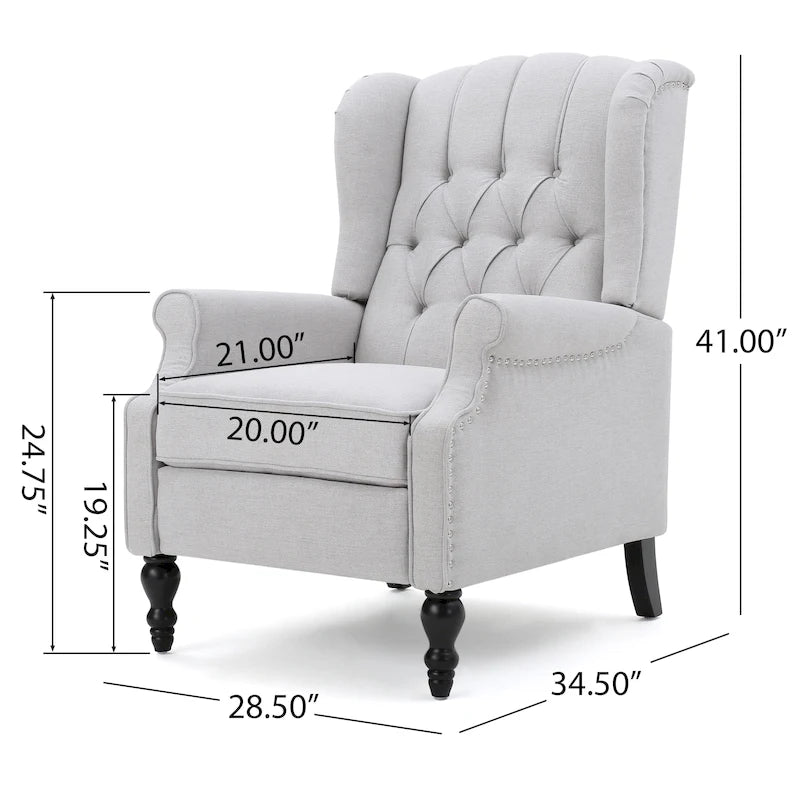 Fauteuil club inclinable Walter en tissu capitonné avec oreilles de Christopher Knight Home