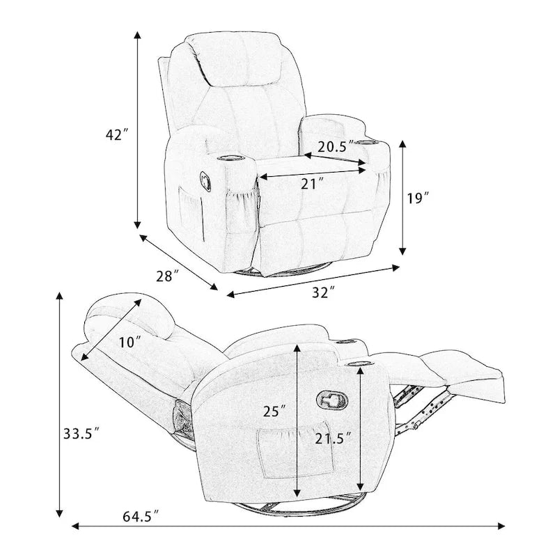 Fauteuil Inclinable de Massage Homall, Tissu, Pivotant, pour Salon