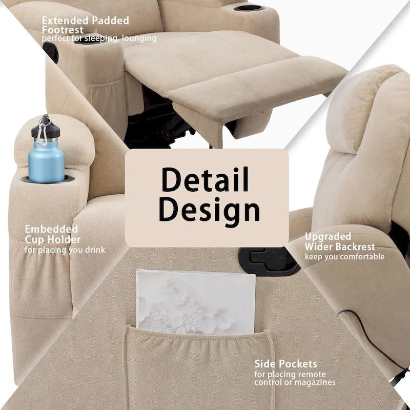 Fauteuil Inclinable de Massage Homall, Tissu, Pivotant, pour Salon