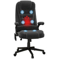 Chaise de bureau de direction HOMCOM avec massage vibrant 6 points et fonction chauffante, dossier haut en velours et dossier inclinable
