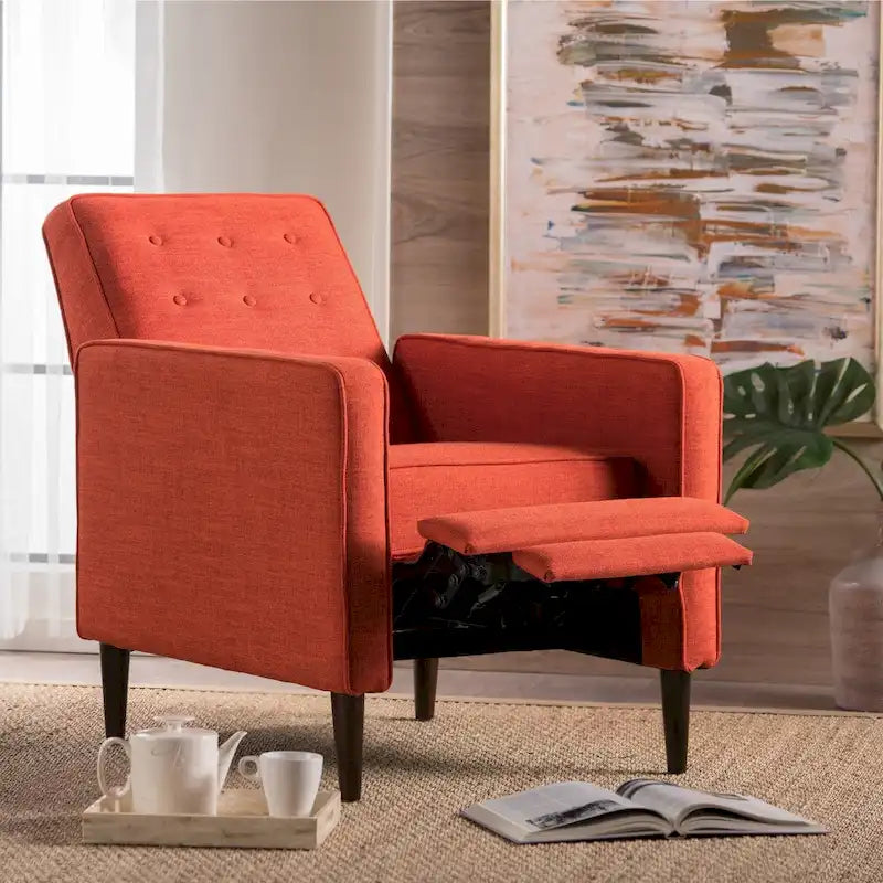 Fauteuil inclinable en tissu capitonné Mervynn Mid-Century Modern de Christopher Knight Home