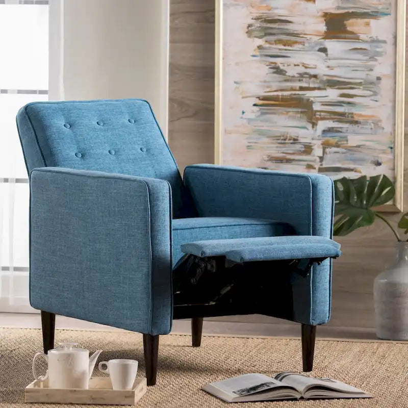 Fauteuil inclinable en tissu capitonné Mervynn Mid-Century Modern de Christopher Knight Home
