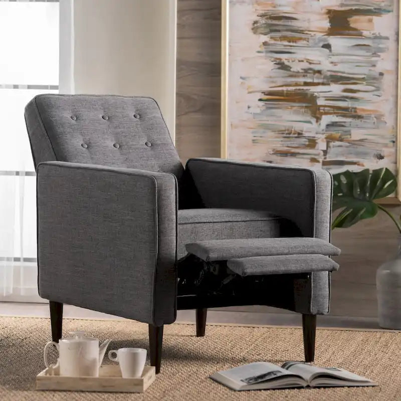 Fauteuil inclinable en tissu capitonné Mervynn Mid-Century Modern de Christopher Knight Home