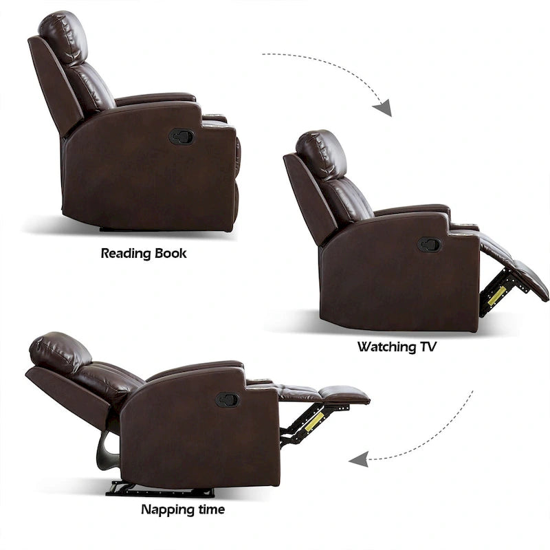Fauteuil de relaxation manuel avec fonction massage et chauffage, 2 porte-gobelets, en tissu respirant