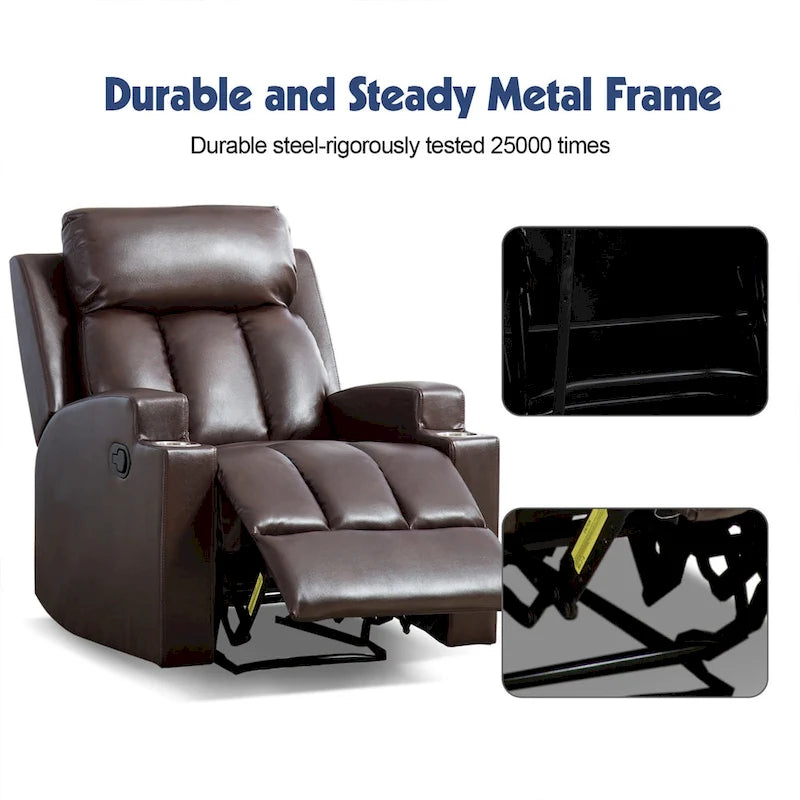 Fauteuil de relaxation manuel avec fonction massage et chauffage, 2 porte-gobelets, en tissu respirant