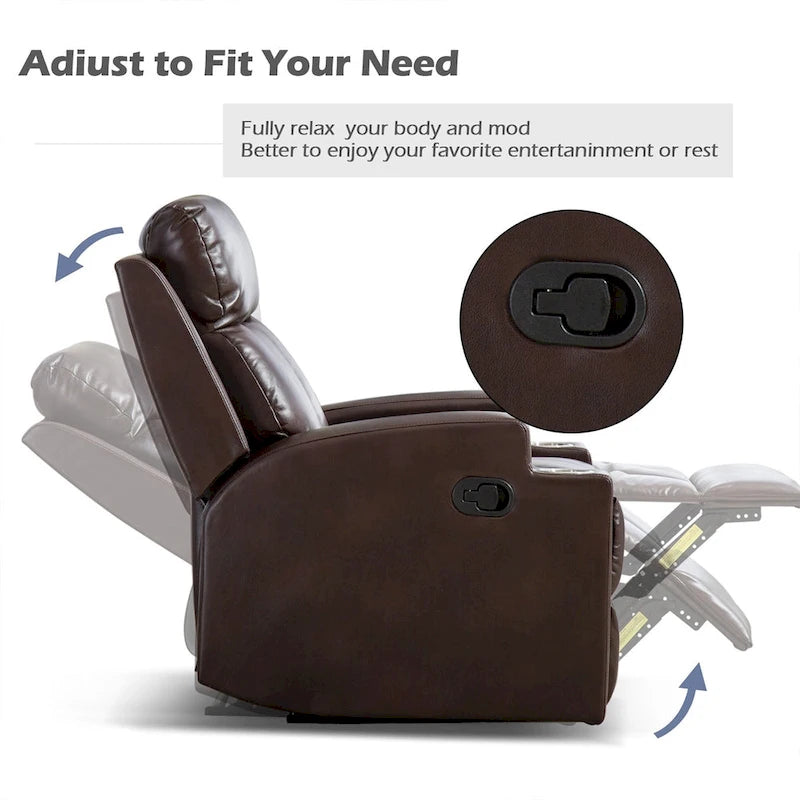 Fauteuil de relaxation manuel avec fonction massage et chauffage, 2 porte-gobelets, en tissu respirant