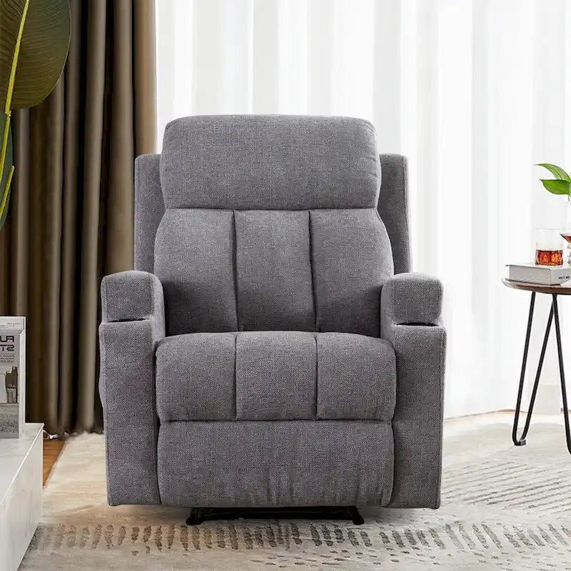 Fauteuil de relaxation manuel avec fonction massage et chauffage, 2 porte-gobelets, en tissu respirant