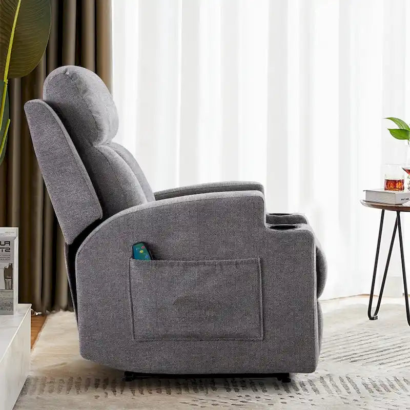 Fauteuil de relaxation manuel avec fonction massage et chauffage, 2 porte-gobelets, en tissu respirant