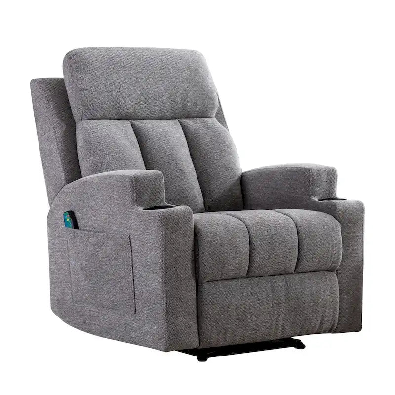 Fauteuil de relaxation manuel avec fonction massage et chauffage, 2 porte-gobelets, en tissu respirant