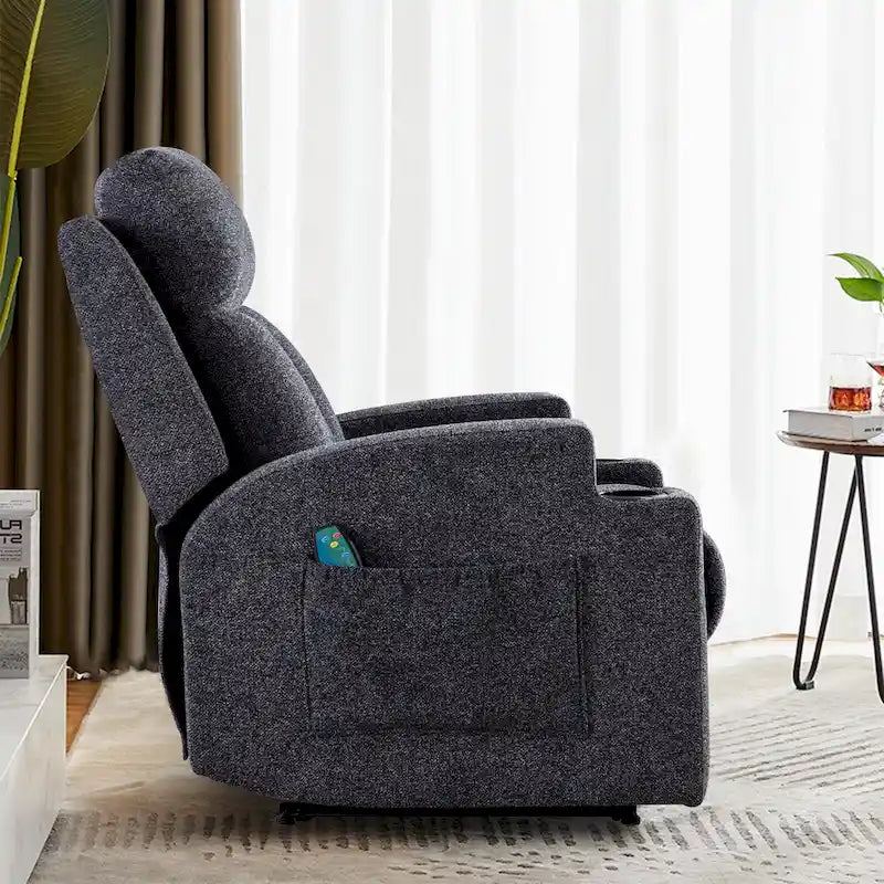 Fauteuil de relaxation manuel avec fonction massage et chauffage, 2 porte-gobelets, en tissu respirant