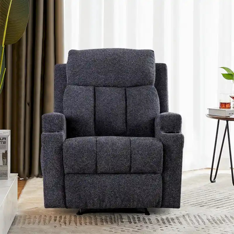Fauteuil de relaxation manuel avec fonction massage et chauffage, 2 porte-gobelets, en tissu respirant