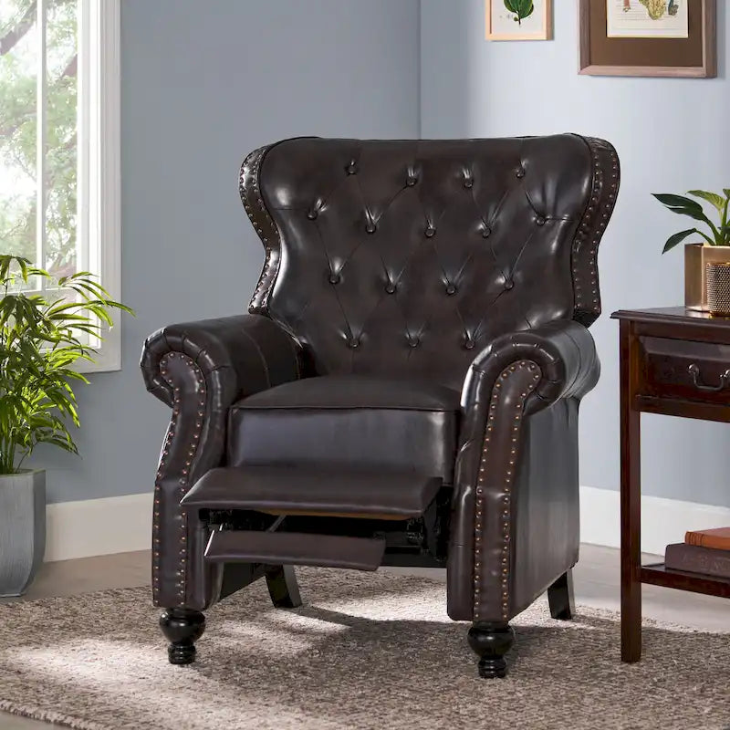 Fauteuil inclinable touffeté Walder contemporain avec garniture cloutée par Christopher Knight Home