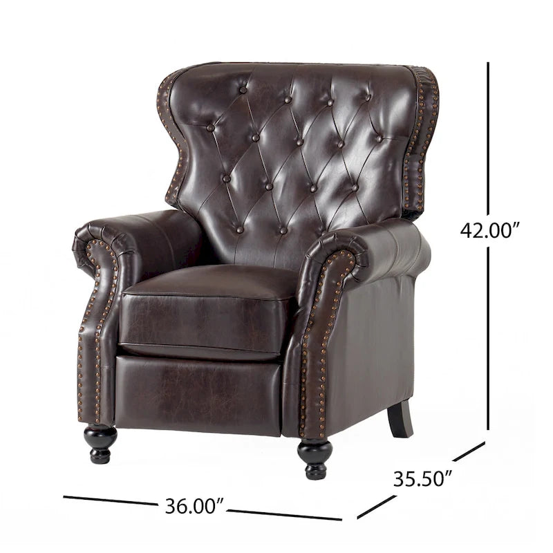 Fauteuil inclinable touffeté Walder contemporain avec garniture cloutée par Christopher Knight Home