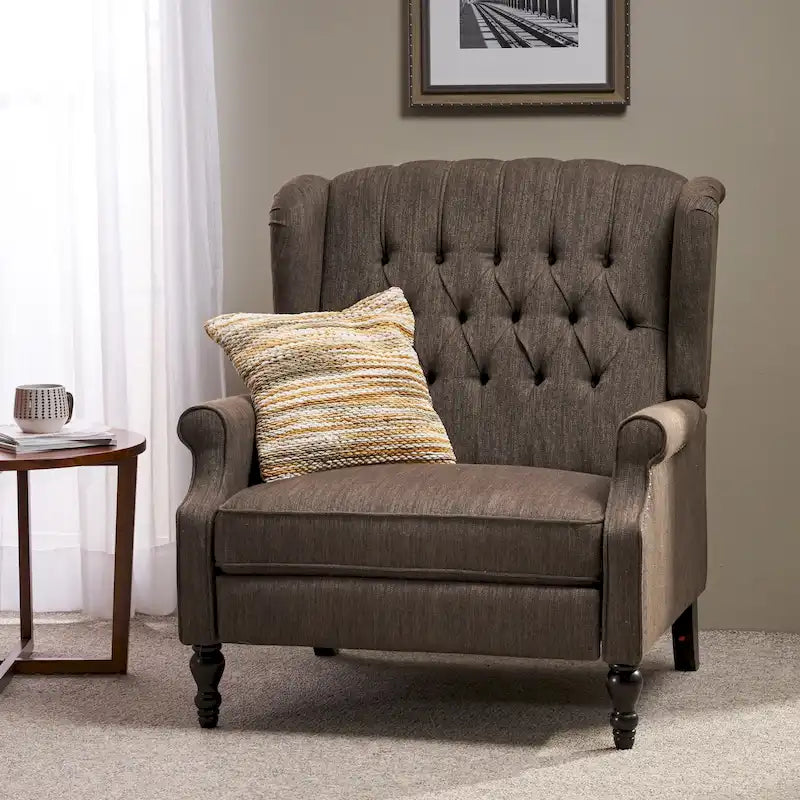Fauteuil inclinable Apaloosa Oversized Tufted Wingback en tissu avec dossier poussoir par Christopher Knight Home