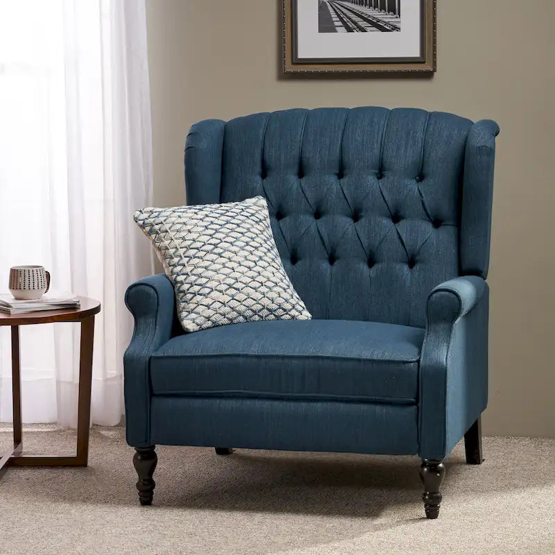 Fauteuil inclinable Apaloosa Oversized Tufted Wingback en tissu avec dossier poussoir par Christopher Knight Home