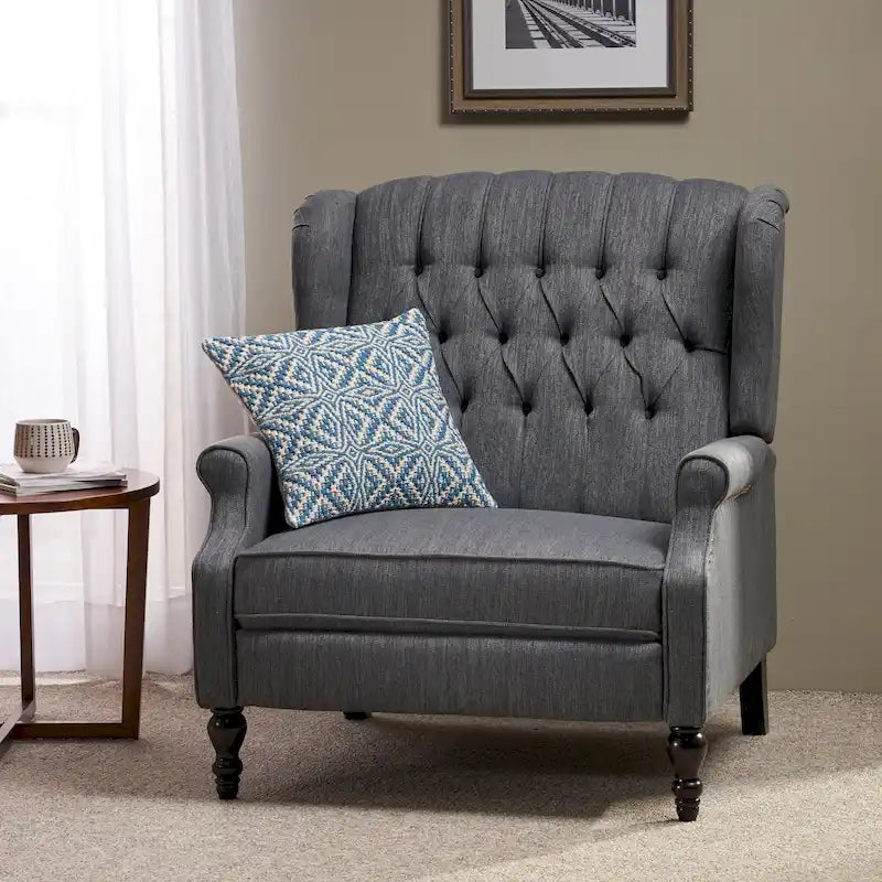 Fauteuil inclinable Apaloosa Oversized Tufted Wingback en tissu avec dossier poussoir par Christopher Knight Home
