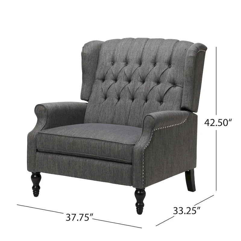 Fauteuil inclinable Apaloosa Oversized Tufted Wingback en tissu avec dossier poussoir par Christopher Knight Home