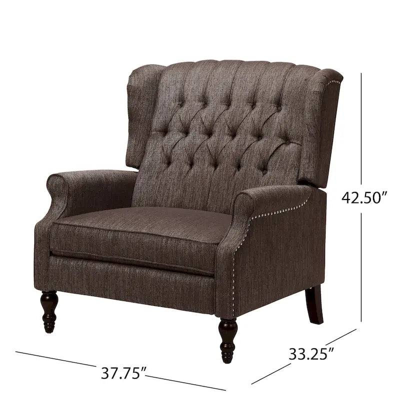Fauteuil inclinable Apaloosa Oversized Tufted Wingback en tissu avec dossier poussoir par Christopher Knight Home
