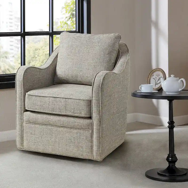 Fauteuil pivotant rembourré à accoudoirs incurvés Betty de Madison Park