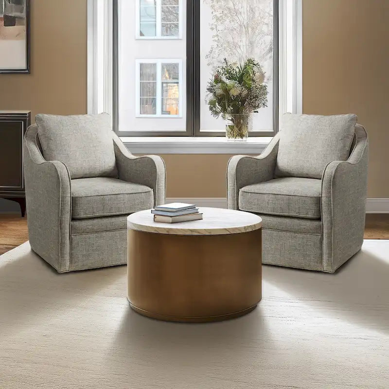 Fauteuil pivotant rembourré à accoudoirs incurvés Betty de Madison Park