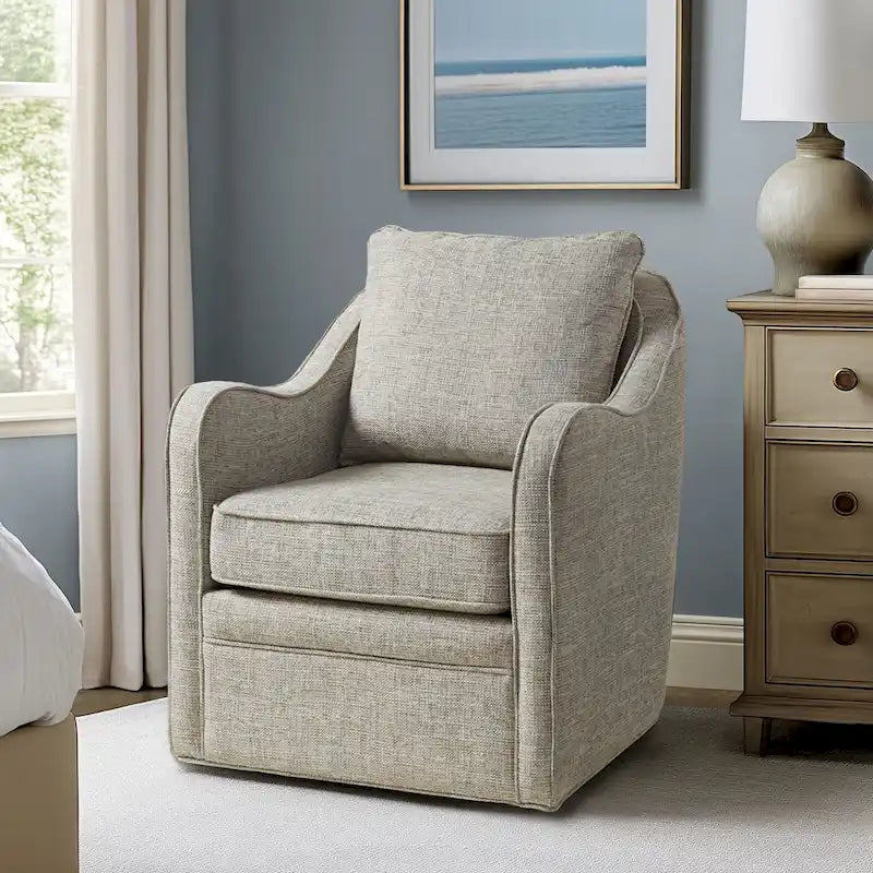 Fauteuil pivotant rembourré à accoudoirs incurvés Betty de Madison Park
