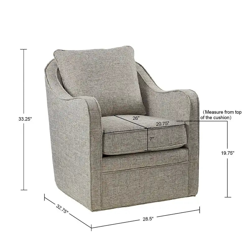 Fauteuil pivotant rembourré à accoudoirs incurvés Betty de Madison Park
