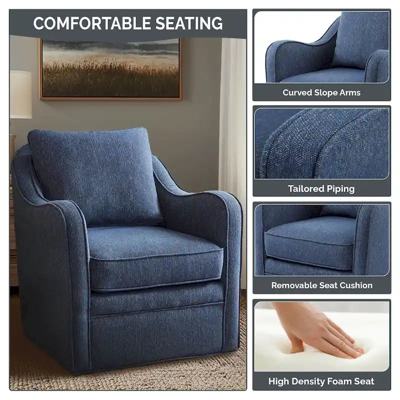Fauteuil pivotant rembourré à accoudoirs incurvés Betty de Madison Park
