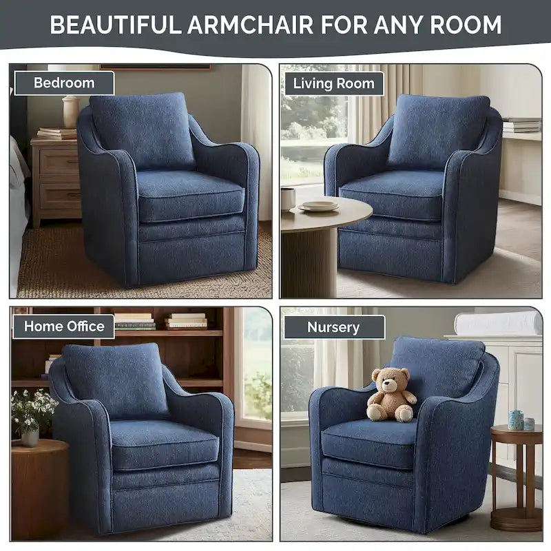 Fauteuil pivotant rembourré à accoudoirs incurvés Betty de Madison Park