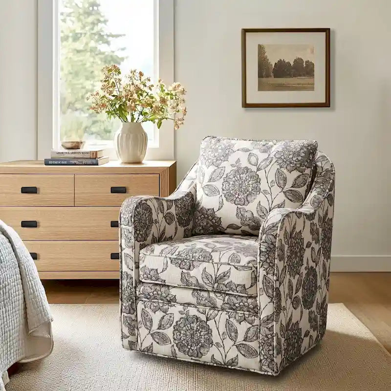 Fauteuil pivotant rembourré à accoudoirs incurvés Betty de Madison Park