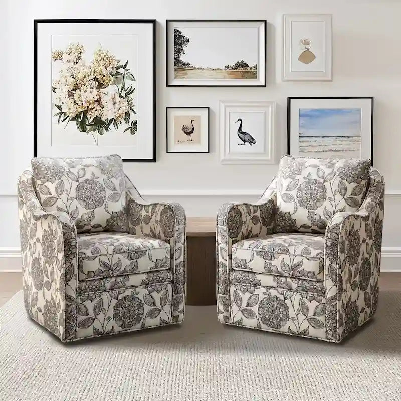 Fauteuil pivotant rembourré à accoudoirs incurvés Betty de Madison Park
