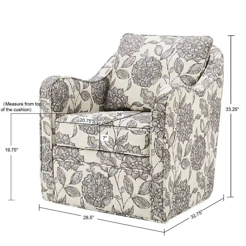 Fauteuil pivotant rembourré à accoudoirs incurvés Betty de Madison Park