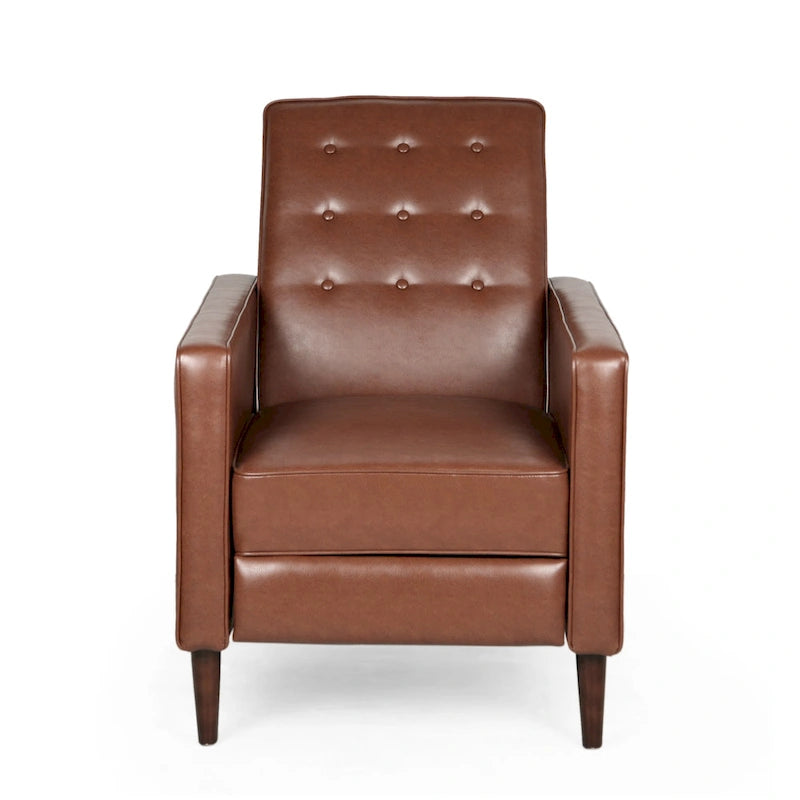 Fauteuil inclinable capitonné mi-century en similicuir Mervynn par Christopher Knight Home
