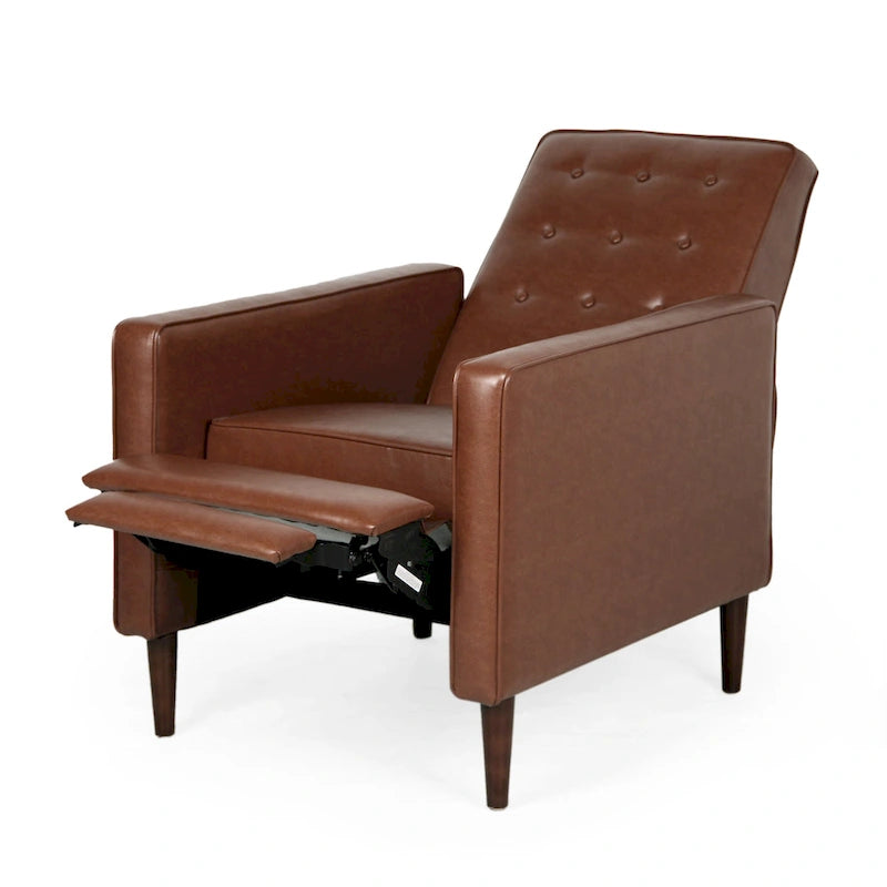 Fauteuil inclinable capitonné mi-century en similicuir Mervynn par Christopher Knight Home