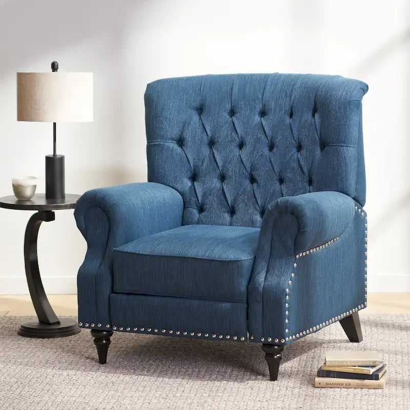 Fauteuil inclinable Sunapee en tissu et bois d'hévéa avec clous décoratifs par Christopher Knight Home