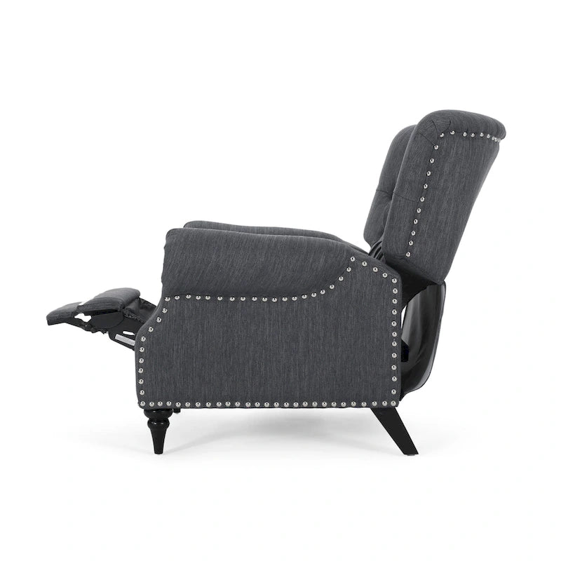 Fauteuil inclinable Sunapee en tissu et bois d'hévéa avec clous décoratifs par Christopher Knight Home