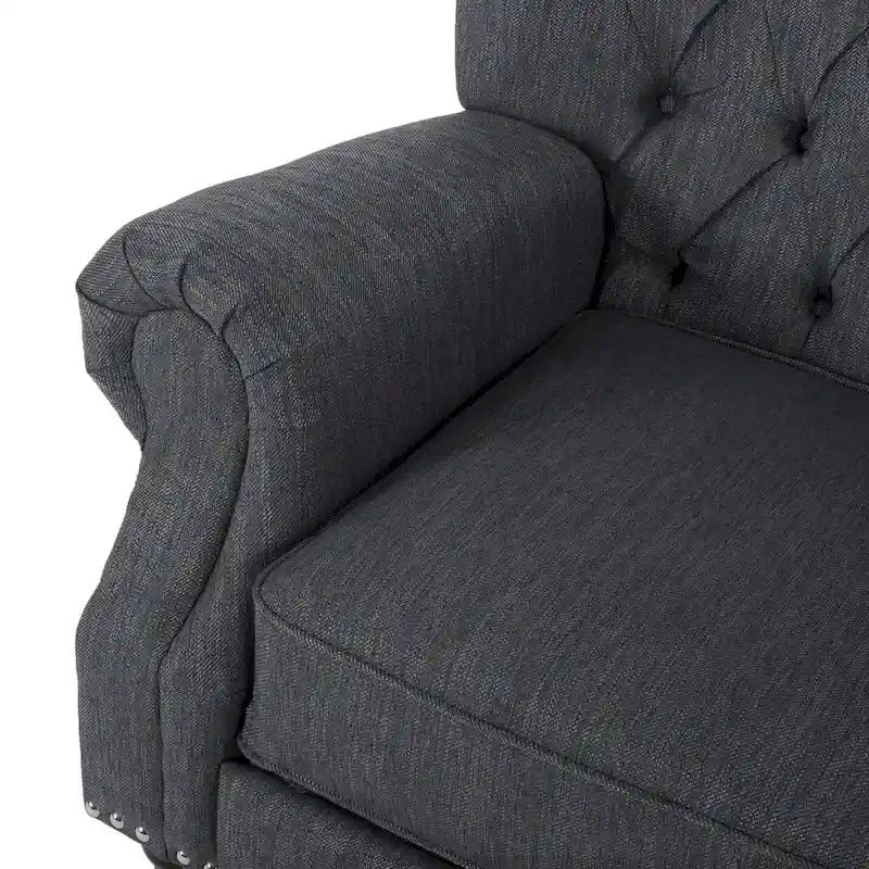 Fauteuil inclinable Sunapee en tissu et bois d'hévéa avec clous décoratifs par Christopher Knight Home
